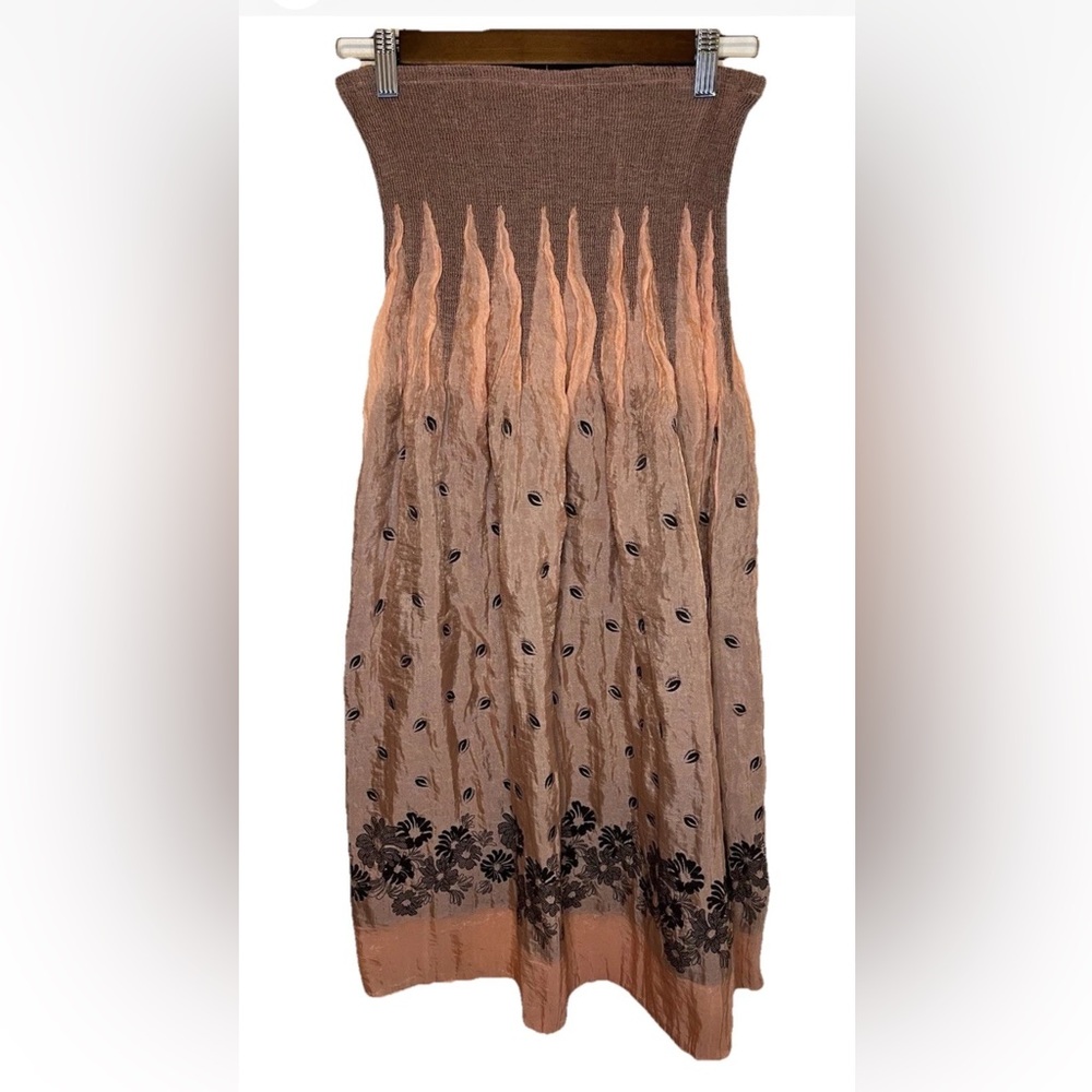 Lapis Strapless Smocked Stretch One Size Elastic Bust Boho Dress Cover Up EUC